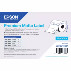 Epson Premium Matte Label - Die-cut Roll: 102mm x 51mm, 650 labels, Jet d'encre, Acrylique, Permanent, Mat, Epson TM-C3400BK  ...