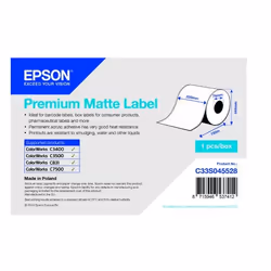 Epson C33S045528, Blanc, Jet d'encre, Mat, ColorWorks C3500 ColorWorks C3400 TM-C3400 ColorWorks C7500, 220mm x 750m, 1 pièce ...