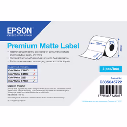 Epson Premium Matte Label - Die-cut Roll: 102mm x 51mm, 2310 labels, Blanc, Mat, Acrylique, Permanent, Mat, Epson TM-C3400BK ...