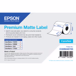 Epson Premium Matte Label - Die-cut Roll: 102mm x 76mm, 1570 labels, Blanc, Jet d'encre, Acrylique, Permanent, Mat, Epson TM- ...