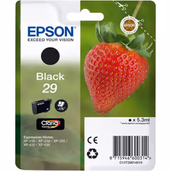 Epson Strawberry 29 K, Rendement standard, Encre à pigments, 5,3 ml, 175 pages, 1 pièce(s)