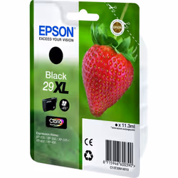 Epson Strawberry 29XL K, Rendement élevé (XL), Noir, Encre à pigments, 11,3 ml, 1 pièce(s), 470 pages