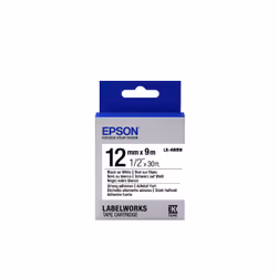 Epson LK-4WBW - Adhésif Fort - Noir sur Blanc - 12mmx9m, Noir sur blanc, Japon, LabelWorks LW-1000P LabelWorks LW-300 LabelWo ...
