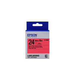 Epson LK-6RBP - Couleur Pastel - Noir sur Rouge - 24mmx9m