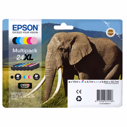 Epson Elephant Multipack 6-colours 24XL Claria Photo HD Ink, Rendement élevé (XL), 10 ml, 8,7 ml, 6 pièce(s), Multi pack