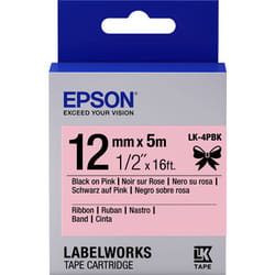 Epson Ruban satin pour étiqueteuse LK-4PBK Noir/Rose 12 mm (5 m)