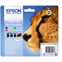 Epson Multipack "Guépard" (T0715) - Encres DURABrite Ultra N, C, M, J, 7,4 ml, 5,5 ml, 1 pièce(s), Multi pack
