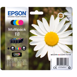 Epson Daisy Multipack "Pâquerette" 18 - Encre Claria Home N,C,M,J, Rendement standard, 5,2 ml, 3,3 ml, 175 pages, 1 pièce(s), ...