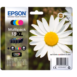 Epson Daisy Multipack "Pâquerette" 18XL - Encre Claria Home N,C,M,J, Rendement élevé (XL), 11,5 ml, 6,6 ml, 470 pages, 1 pièc ...