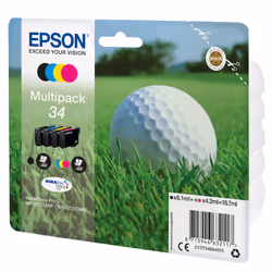 Epson Golf ball Multipack 4-colours 34 DURABrite Ultra Ink, Rendement standard, Encre à pigments, 6,1 ml, 4,2 ml, 1 pièce(s), ...