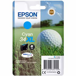 Epson Golf ball Singlepack Cyan 34XL DURABrite Ultra Ink, Rendement élevé (XL), 10,8 ml, 950 pages, 1 pièce(s)