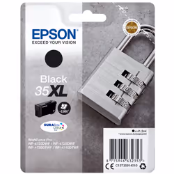 Epson Padlock Singlepack Black 35XL DURABrite Ultra Ink, Rendement élevé (XL), Encre à pigments, 41,2 ml, 2600 pages, 1 pièce ...