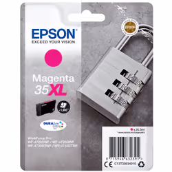 Epson Padlock Singlepack Magenta 35XL DURABrite Ultra Ink, Rendement élevé (XL), Encre à pigments, 20,3 ml, 1900 pages, 1 piè ...