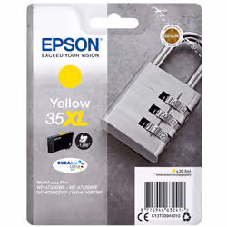 Epson Padlock Singlepack Yellow 35XL DURABrite Ultra Ink, Rendement élevé (XL), Encre à pigments, 20,3 ml, 20,3 ml, 1900 page ...