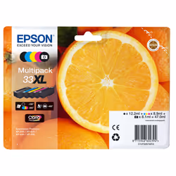 Epson Oranges Multipack 5-colours 33XL Claria Premium Ink, Rendement élevé (XL), Encre à pigments, Encre à colorant, 12,2 ml, ...