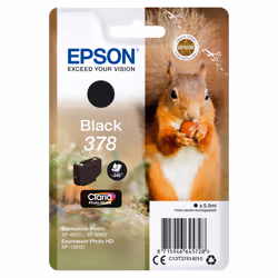 Epson Squirrel Singlepack Black 378 Claria Photo HD Ink, Rendement standard, Encre à pigments, 5,5 ml, 240 pages, 1 pièce(s)