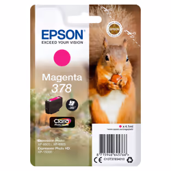 Epson Squirrel Singlepack Magenta 378 Claria Photo HD Ink, Rendement standard, Encre à pigments, 4,1 ml, 360 pages, 1 pièce(s ...
