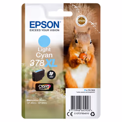 Epson Squirrel Singlepack Light Cyan 378XL Claria Photo HD Ink, Rendement élevé (XL), Encre à pigments, 10,3 ml, 830 pages, 1 ...