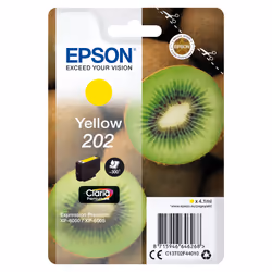 Epson Kiwi Singlepack Yellow 202 Claria Premium Ink, Rendement standard, Encre à pigments, 4,1 ml, 300 pages, 1 pièce(s)