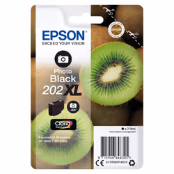 Epson Kiwi Singlepack Photo Black 202XL Claria Premium Ink, Rendement élevé (XL), Encre à colorant, 7,9 ml, 800 pages, 1 pièc ...