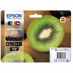 Epson Kiwi Multipack 5-colours 202 Claria Premium Ink, Rendement standard, Encre à pigments, Encre à colorant, 6,9 ml, 4,1 ml ...
