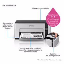 Epson EcoTank M1100 Imprimante Jet d'Encre Monochrome A4 Réservoir Intégré - Vue supplémentaire 8