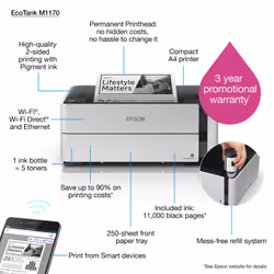 Epson EcoTank M1170 imprimante jets d'encres 1200 x 2400 DPI A4 Wifi - Vue supplémentaire 8