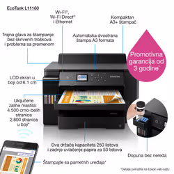Epson EcoTank L1116 imprimante jets d'encres Couleur 4800 x 1200 DPI A3 Wifi