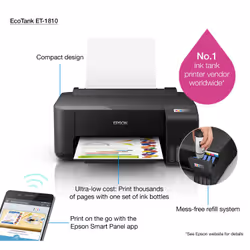 Epson EcoTank ET-1810 Imprimante Jet d'Encre Réservoir Rechargeable Wi-Fi Noir - Vue supplémentaire 17