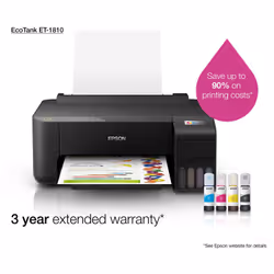 Epson EcoTank ET-1810 Imprimante Jet d'Encre Réservoir Rechargeable Wi-Fi Noir - Vue supplémentaire 21