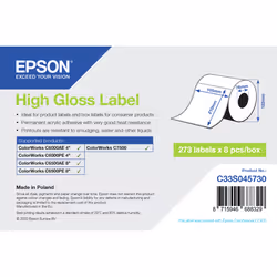 Epson High Gloss Label - Die-Cut: 105mm x 210mm, 273 labels, Blanc, Imprimante d'étiquette adhésive, Étiquette découpée, Jet  ...