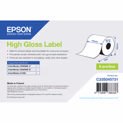 Epson High Gloss Label - Continuous Roll: 102mm x 58m, Imprimante d'étiquette adhésive, Étiquette en continu, Jet d'encre, Ac ...