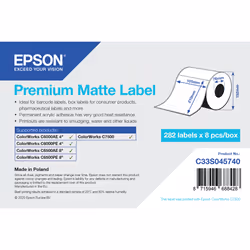 Epson Premium Matte Label - Die-Cut Roll: 105mm x 210mm, 282 labels, Imprimante d'étiquette adhésive, Étiquette découpée, Jet ...