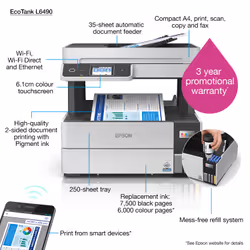Epson EcoTank L6490 Jet d'encre A4 4800 x 1200 DPI 37 ppm Wifi - Vue supplémentaire 6