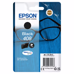 Epson Singlepack Black 408 DURABrite Ultra Ink, Rendement standard, Encre à pigments, 18,9 ml, 1100 pages, 1 pièce(s), Paquet ...