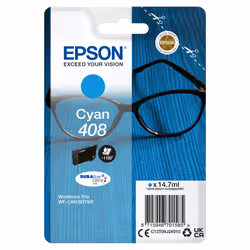 Epson Singlepack Cyan 408 DURABrite Ultra Ink, Rendement standard, Encre à pigments, 14,7 ml, 1100 pages, 1 pièce(s), Paquet  ...