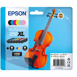 Epson 250XL Violin Claria Photo HD cartouche d'encre 6 pièce(s) Original Rendement élevé (XL) Noir, Cyan, Cyan clair, Magenta clair, Magenta, Jaune