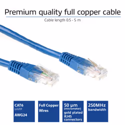 ACT Câble patch CAT6 Bleu, 5 m, Cat6