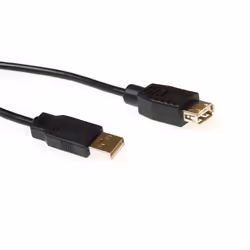 ACT USB 2.0 extensioncable USB A male - USB A female 1.8 m, 1,8 m, USB A, USB A, Mâle/Femelle, Noir