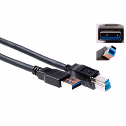 ACT 1m, USB 3.0, 1 m, USB A, USB B, USB 3.2 Gen 1 (3.1 Gen 1), Mâle/Mâle, Noir