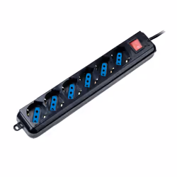 Eminent EM3925, 1,5 m, Type L, Noir, 6 sortie(s) CA, 250 V, Noir