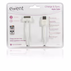 Ewent EW9903 câble de téléphone portable Blanc 1,5 m USB A Apple 30-pin