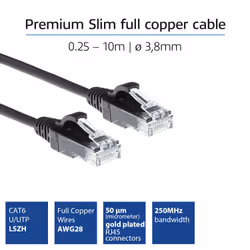 ACT DC9903 câble de réseau Noir 3 m Cat6 U/UTP (UTP)