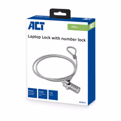 ACT AC9015, 1,5 m, Verrouillage à combinaison, Acier, Acier zingué, Argent