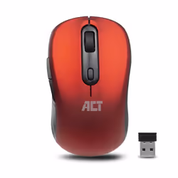 ACT AC5135, Droitier, Optique, RF sans fil, 1600 DPI, Rouge
