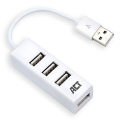 ACT AC6200 hub & concentrateur USB 2.0 480 Mbit/s Blanc