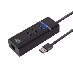 ACT AC6310, Avec fil, USB 3.2 Gen 1 (3.1 Gen 1) Type-A, 10,100,1000 Mbit/s, Noir, 5 Gbit/s, RJ-45, USB 3.2 Gen 1 (3.1 Gen 1)  ...
