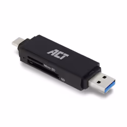 ACT AC6375, MicroSD (TransFlash), SD, Noir, 5000 Mbit/s, Acrylonitrile-Butadiène-Styrène (ABS), USB 3.2 Gen 1 (3.1 Gen 1), 80 ...