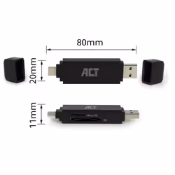 ACT AC6375 lecteur de carte mémoire USB 3.2 Gen 1 (3.1 Gen 1) Noir