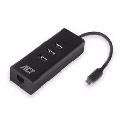 ACT AC6400, USB 3.2 Gen 1 (3.1 Gen 1) Type-C, 10,100,1000 Mbit/s, Noir, RJ-45, USB 3.2 Gen 1 (3.1 Gen 1) Type-A, Acrylonitril ...